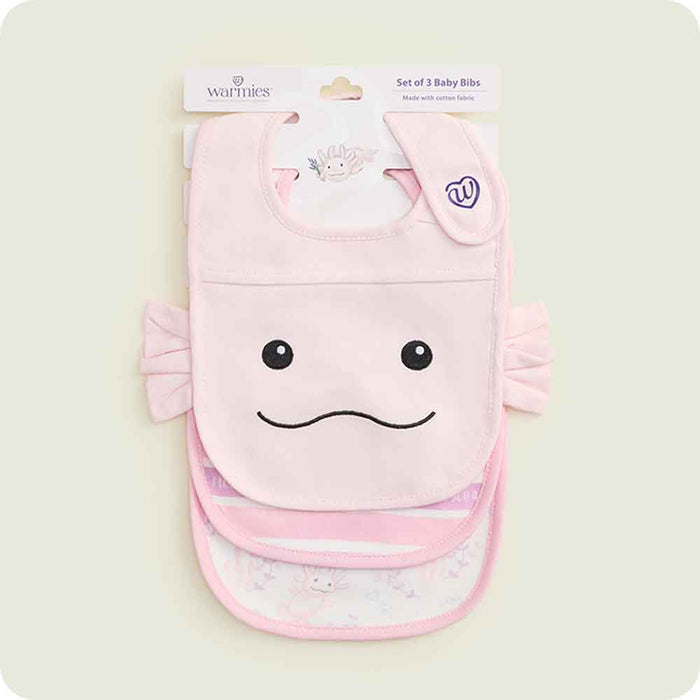 warmies pink axolotl baby bibs set of 3